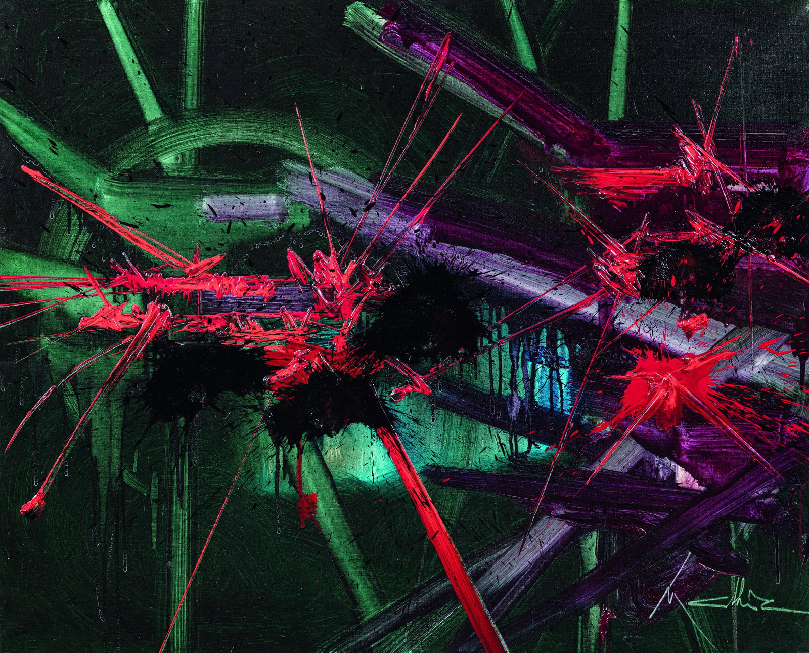 Georges MATHIEU (1921-2012) Le ruisseau solitaire.: Georges MATHIEU (1921-2012) Le ruisseau solitaire. 1990 Alkyde sur toile SignÃ©e en bas Ã droite TitrÃ©e et datÃ©e au dos 81 x 100 cm Provenance :â€¨- Gallery Blue, Seoulâ€¨- Sotheby�