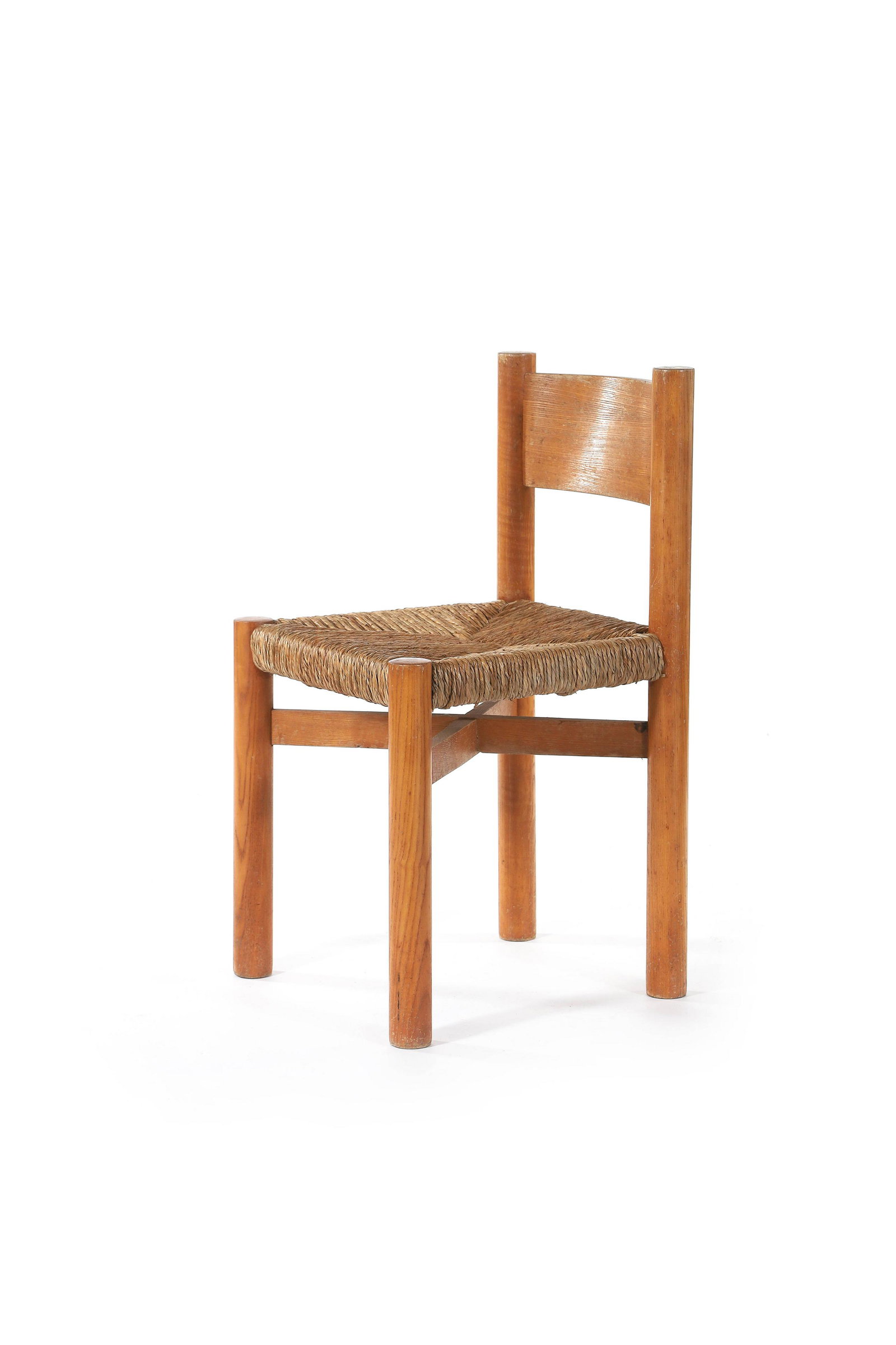 Charlotte PERRIAND (1903-1999): Chaise dite Méribel Paille, pin71 x 41 x 41 cm. Sentou, 1964 ChairStraw, pine29.92 x 16.54 x 16.54 in. Références :- Jacques Barsac, Charlotte Perriand, un art d’habi- ter, Norma,