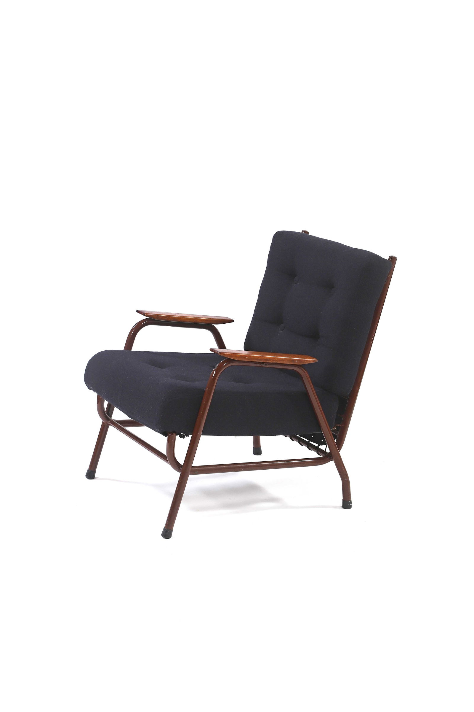 Pierre GUARICHE (1926-1995) Fauteuil dit TV Drap de laine, acier laqué, chêne 81 x 73 x 61 (1 of 1)