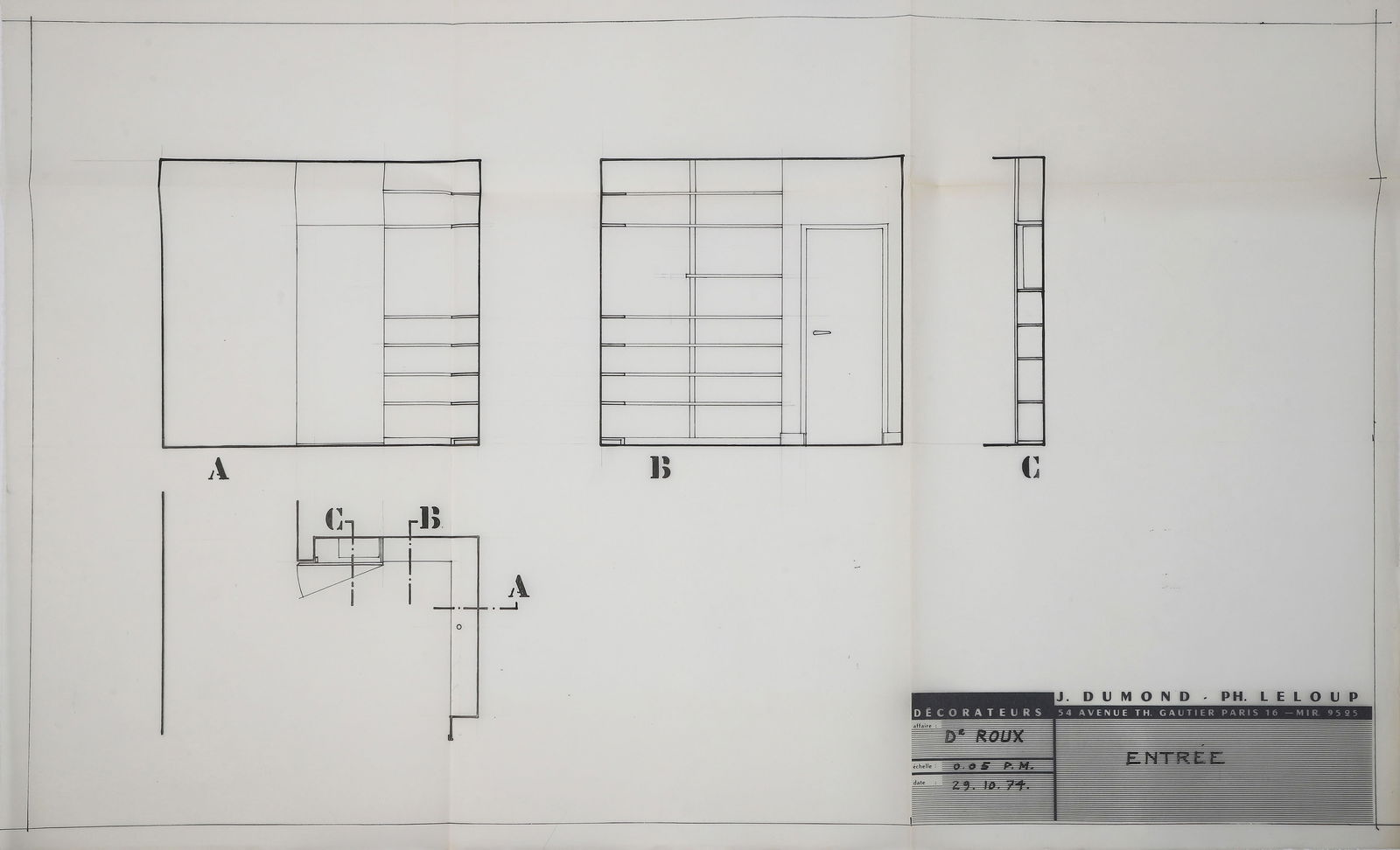 Jacques DUMOND (1906-1988) et Philippe LELOUP (1931-2019)Ensemble comprenant divers documents (4: Jacques DUMOND (1906-1988) et Philippe LELOUP (1931-2019)Ensemble comprenant divers documents (4 calques, 6 dessins) réalisés pour l’aménagement de l’appartement de M. et Mm