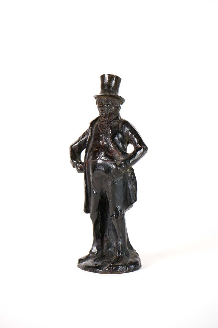 Honoré DAUMIER (1808-1879): Le bourgeois qui flâneBronze à patine brune nuancéMonogrammé, justifié 21/30 et cachet C. Valsuani Cire perdueModèle en terre cuite créé vers 1848,