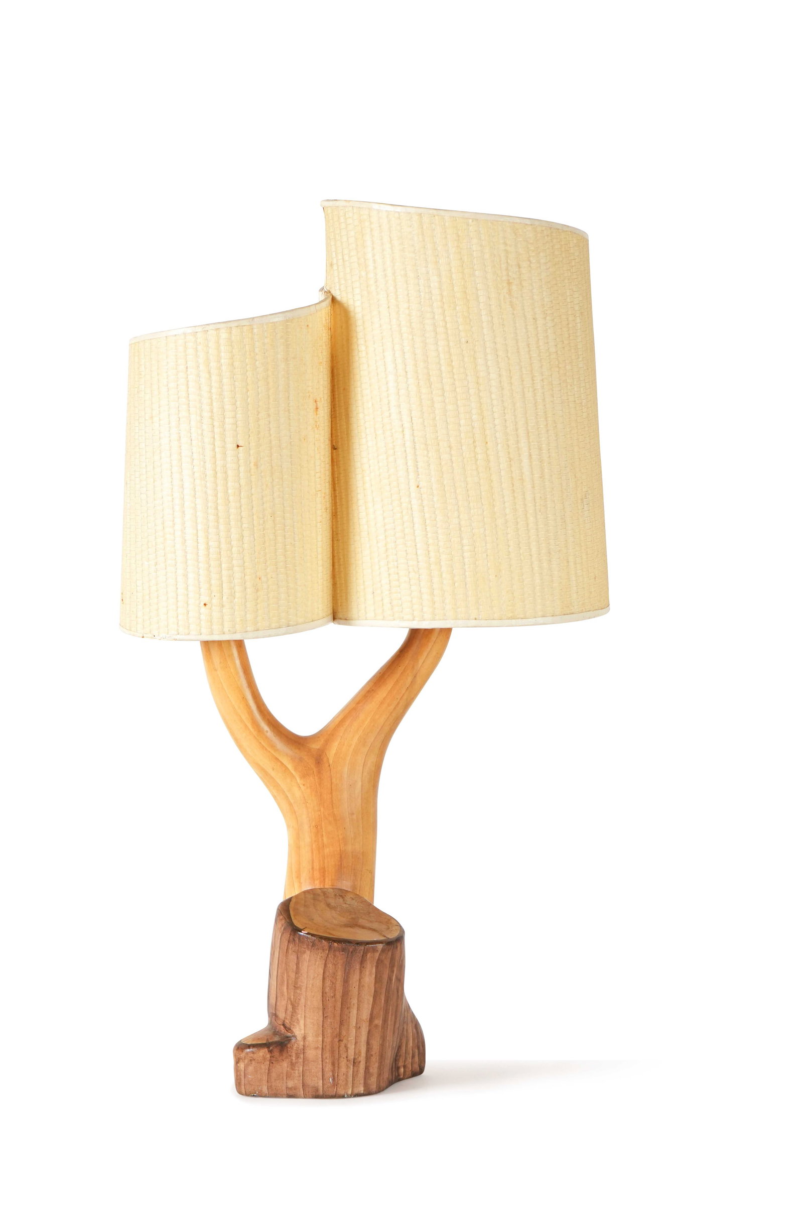 ATELIER GRANDJEAN-JOURDAN (VALLAURIS): Pied de lampe, circa 1960Épreuve en céramique émaillée polychrome imitant le boisH. : 33 cm.Signée