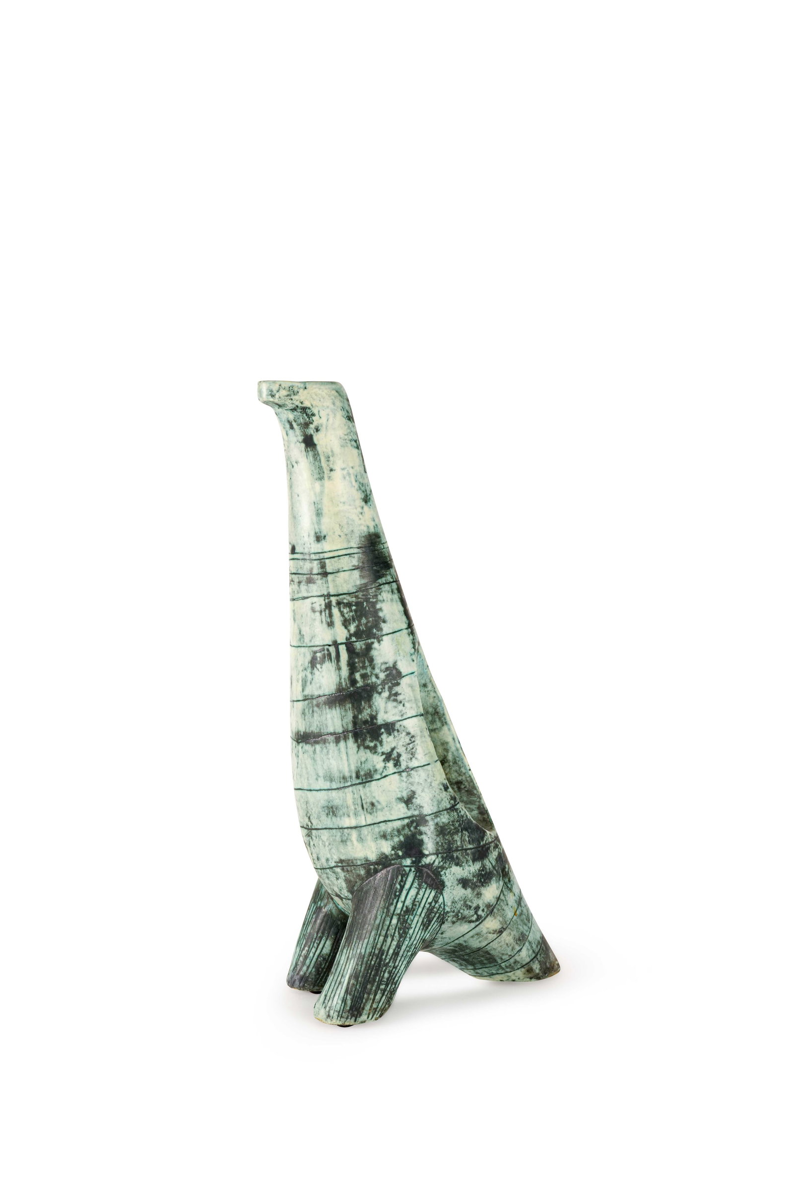 JACQUES BLIN (1920-1995): Pichet zoomorphe modèle Faisan, circa 1957Épreuve en céramique émaillée vert et noir.Non signéH. : 43 cm. Bibliographie : - Vianney Frain, Histoire de l'atelier Jacques