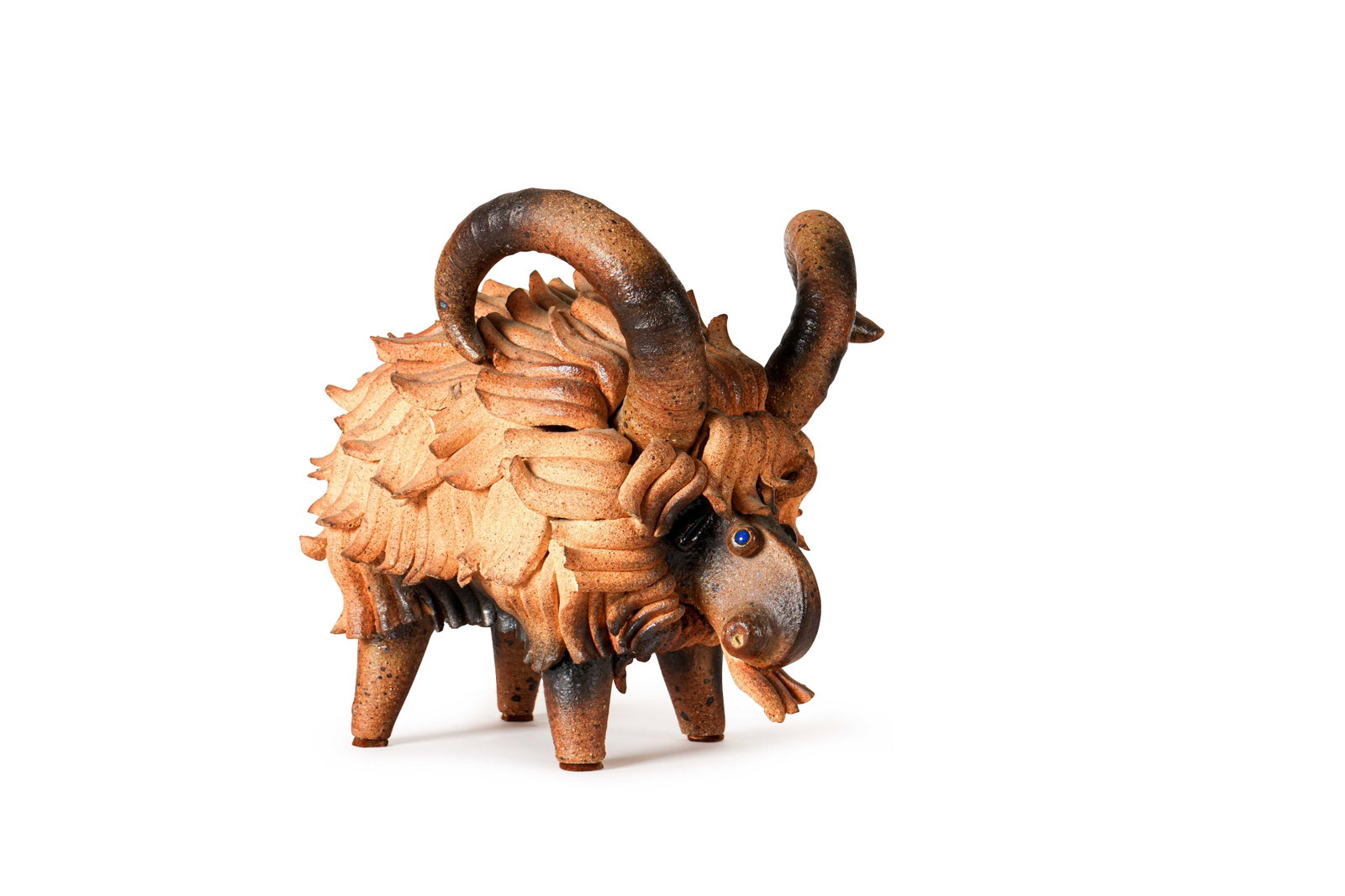 Jean-Paul Brunet (1942-1996) & Suzy BRUNET (1940) - Atelier Palègre: Sculpture Le Bélier Épreuve en terre cuite et grès.Signé A. palègreH. : 28 cm.(Égrenures, éclats)