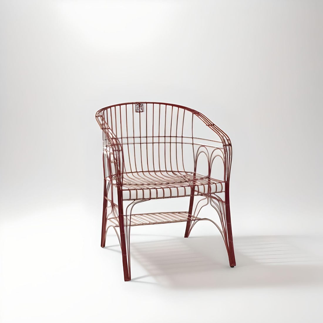 Anacleto SPAZZAPAN (Né en 1943): Fauteuil Fils d'acier laqué rougeMonogrammé AS95 x 90 x 102 cmcirca 2005