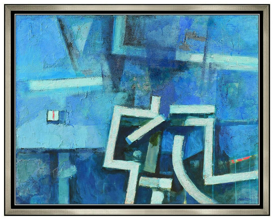 David Adickes Large Original Oil Painting On Board: This lot includes: Gallery COA & free domestic shipping (*insurance and international shipping for an additional charge) Artist: David Pryor Adickes Title: Artist in Blue Original Medium: Original Oil