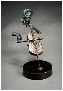 Paul Fairley The Cello Bronze Sculpture Music Art: This lot includes:Gallery COA & free domestic shipping (*insurance and international shipping for an additional charge)Artist: Paul FairleyTitle: The Cello PlayerMedium: Bronze SculptureSize: 19" x 10