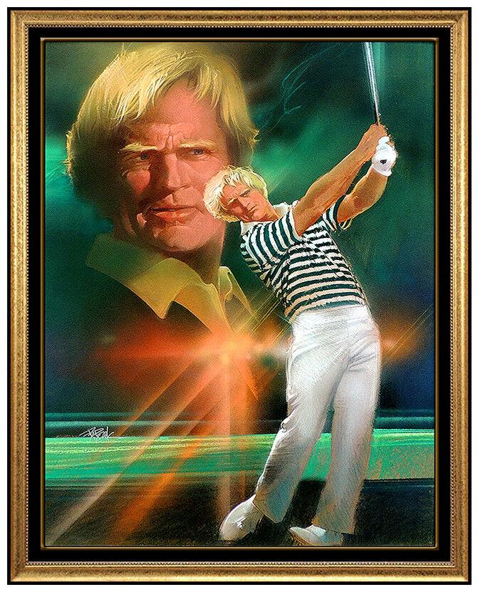 Robert Bob Peak Jack Nicklaus Original Gold Painting: This lot includes:Gallery COA & free domestic shipping (*insurance and international shipping for an additional charge)Artist: Robert Bob Peak Title: Jack NicklausMedium: Pastel and GoaucheSize: 35.5"