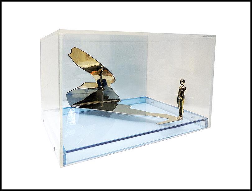 Ernest Trova Original Falling Man Bronze Sculpture Art: This lot includes:Gallery COA & free domestic shipping (*insurance and international shipping for an additional charge)Artist: Ernest Trova Title: Falling Man, Shadow FigureMedium: BronzeSize: 7" h x