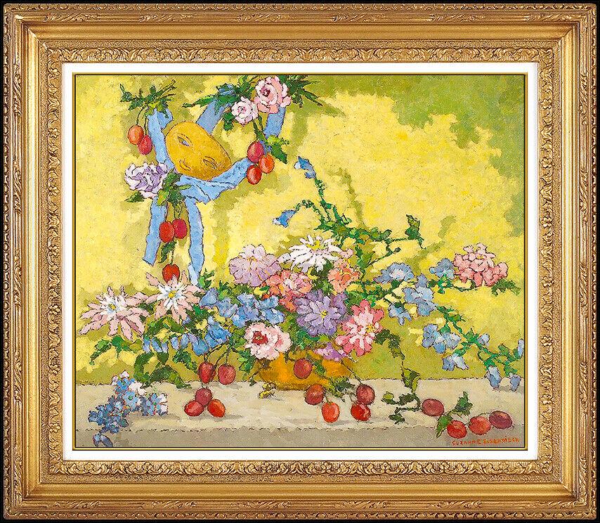 Suzanne Eisendieck Original Floral Still Life Painting: This lot includes:Gallery COA & free domestic shipping (*insurance and international shipping for an additional charge)Artist: Suzanne EisendieckTitle: CaprichoMedium: Oil Painting on Canvas Size: 22"