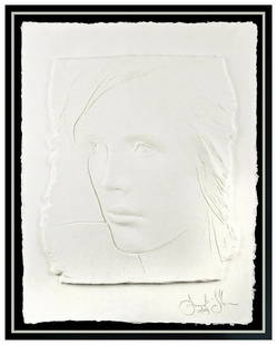 Frank Gallo Cast Paper Relief Sculpture Hand Signed Portrait Artwork: This lot includes:Gallery COA & free domestic shipping (*insurance and international shipping for an additional charge)Artist: Frank Gallo Title: AlluraMedium: Cast Paper Relief Size: 28" x