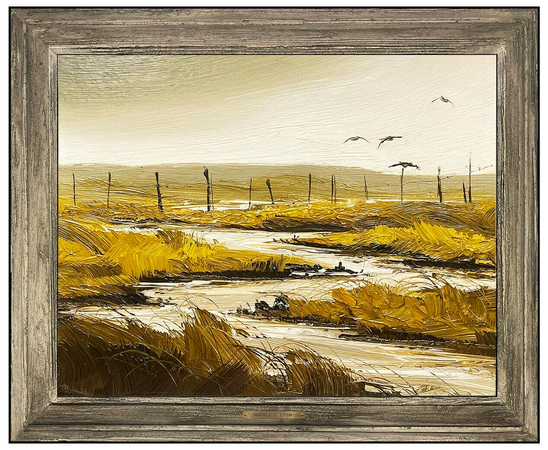 Harold Lyon Original Painting Oil On Board River Western Landscape Framed Art (1 of 4)