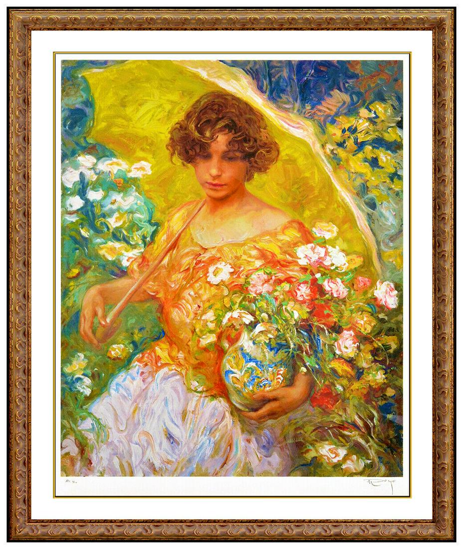Jose Royo Large Color Serigraph Female Portrait Signed Flower El Jarron Manises (1 of 6)