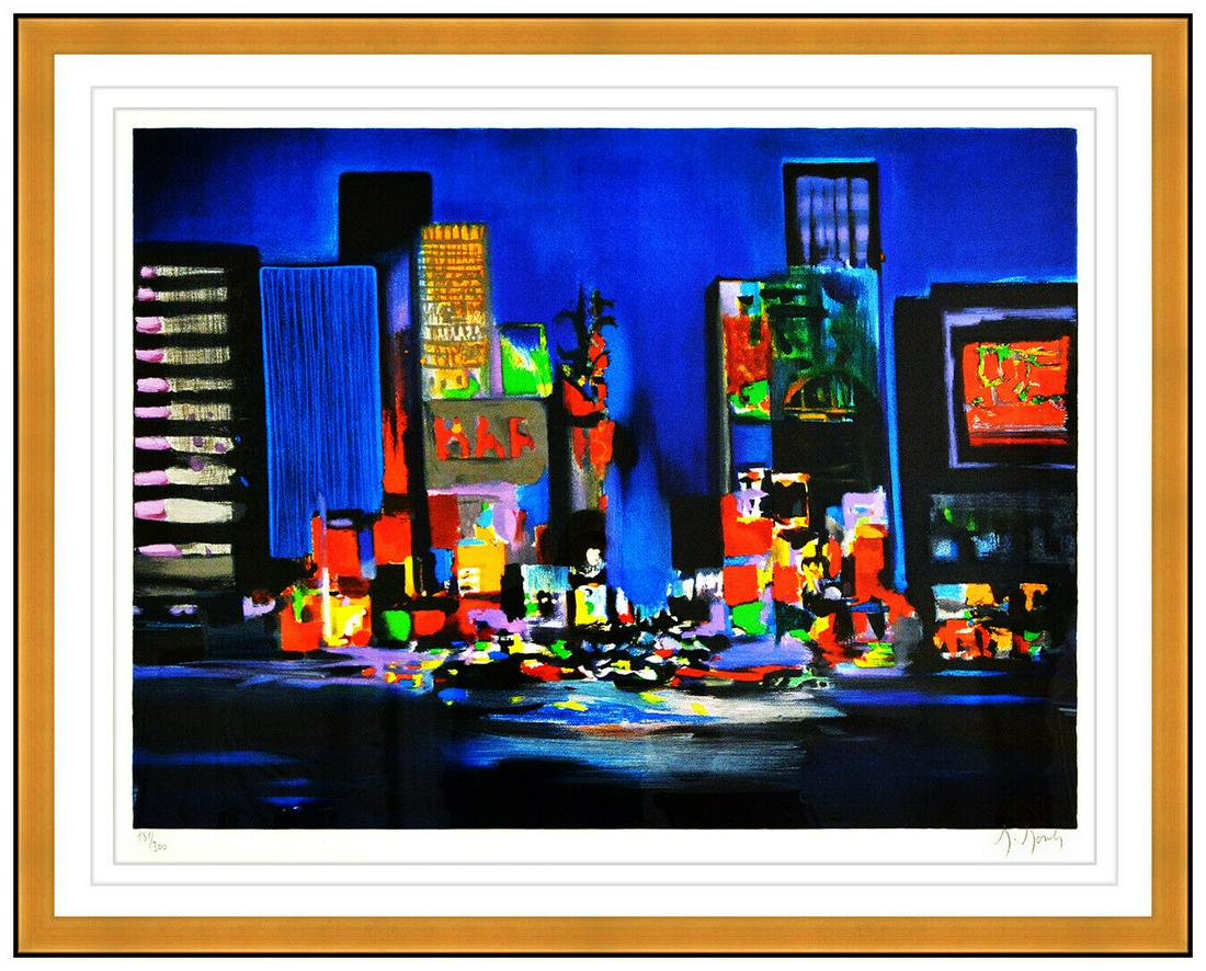 Marcel Mouly Large Color Lithograph Signed New York Times Square Signed Artwork (1 of 6)