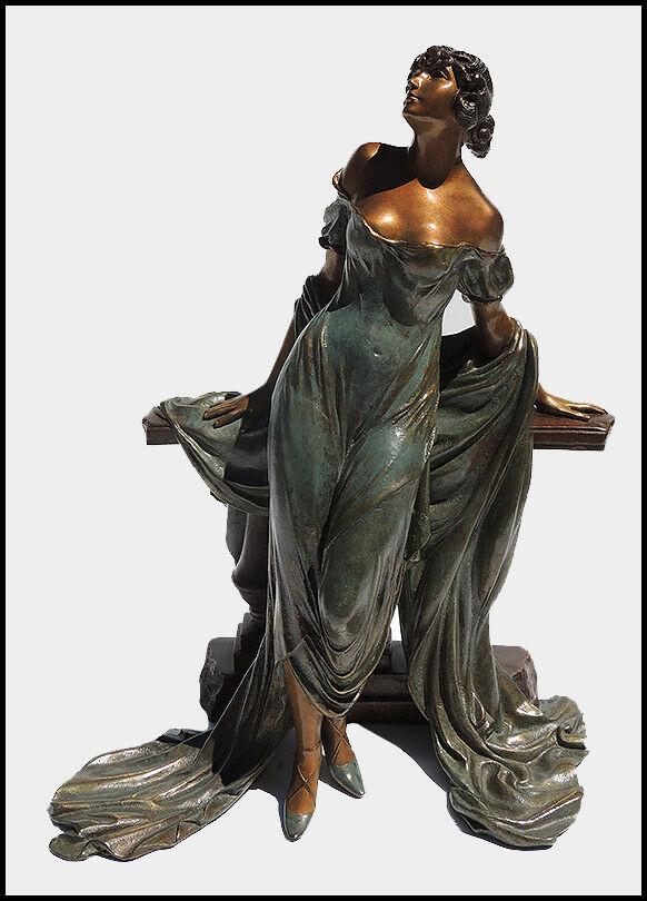 Louis Icart Rare Werther Bronze Sculpture Deco Artwork Rosenbaum Female Etching (1 of 5)