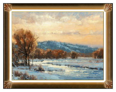 Robert Peters Original Oil Painting On Board River Mountain Landscape Signed Art: This lot includes:Gallery COA & free domestic shipping (*insurance and international shipping for an additional charge)Artist: Robert PetersTitle: Gentle Hours Medium: Oil Painting On BoardSize: 9" x