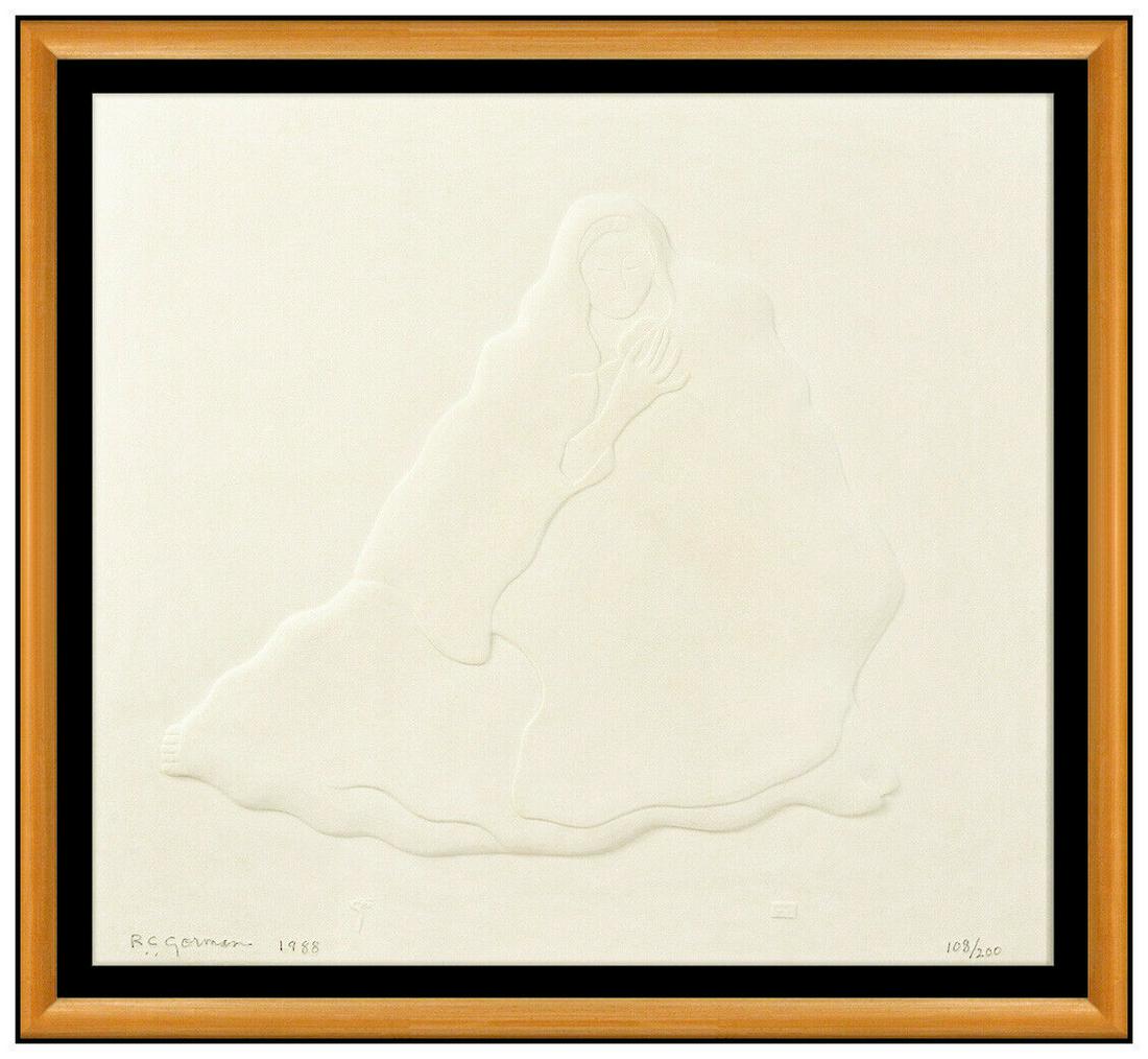 R.C. Gorman Original Cast Paper Relief Sculpture Mother Child Hand Signed Art (1 of 5)