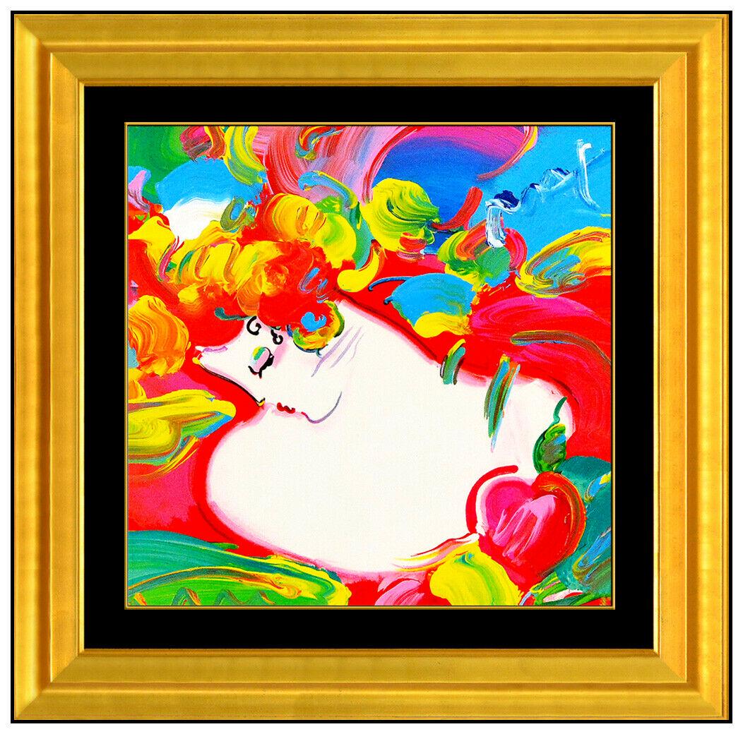 Peter Max Original Flower Blossom Lady Acrylic Painting Signed Collage Pop Art (1 of 4)