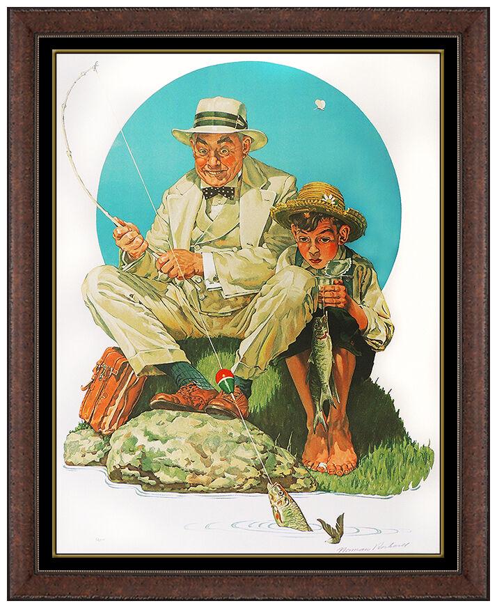 Norman Rockwell Original Lithograph Hand Signed & Numbered Fishing Illustration (1 of 6)