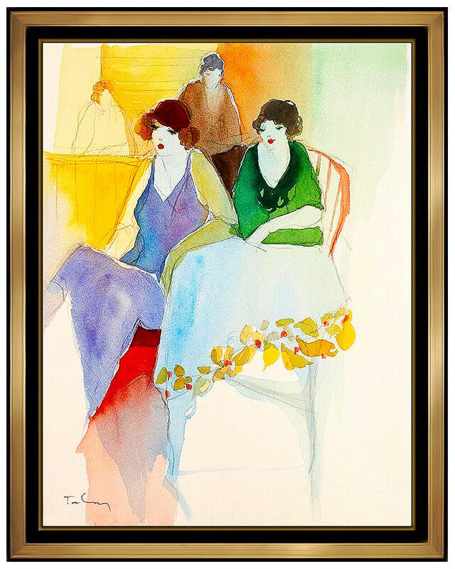 Itzchak Tarkay Original Watercolor Painting Signed Female Portrait Cafe Artwork (1 of 4)