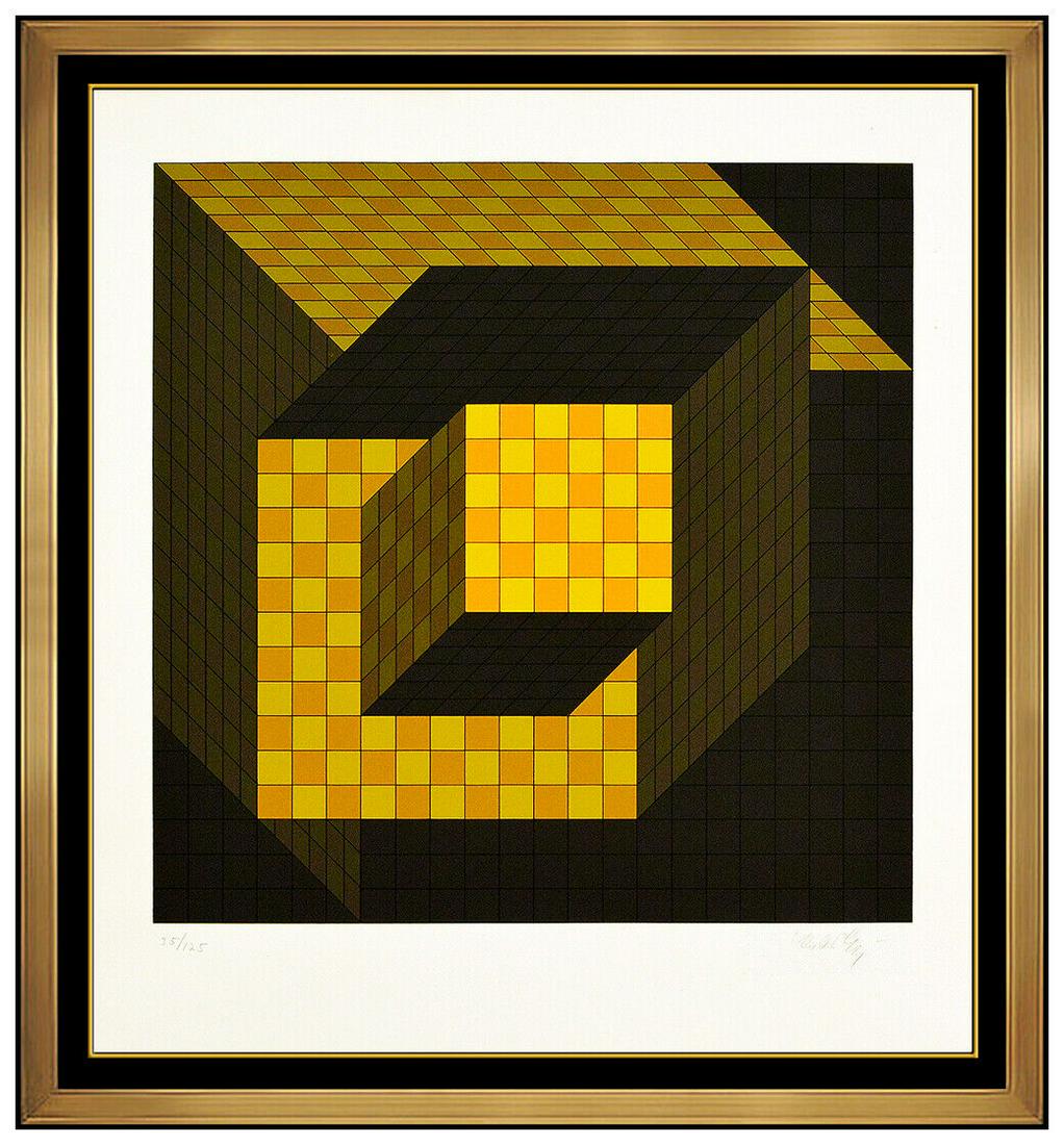 Victor Vasarely Gestalt Original Color Silkscreen Signed Modern Op Art Illusion (1 of 5)