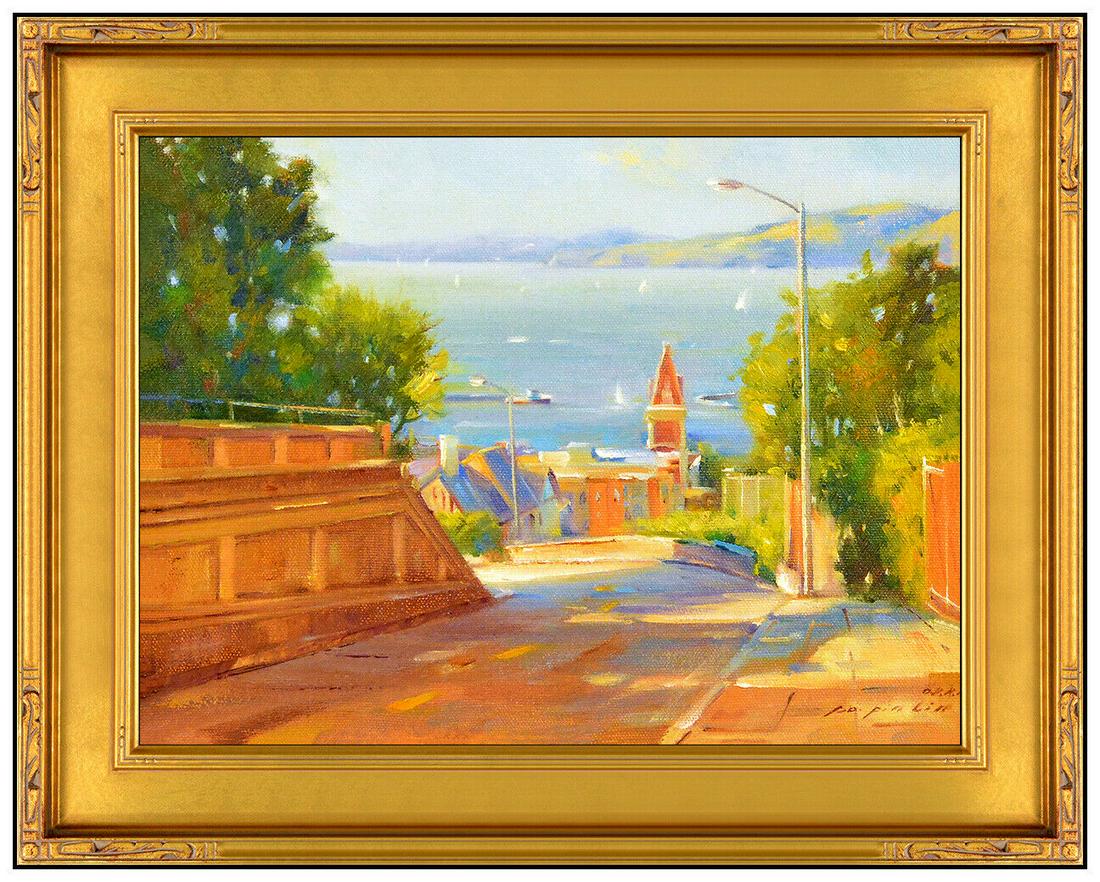 Po Pin Lin Original Painting Oil On Canvas Signed San Francisco Landscape Art (1 of 4)