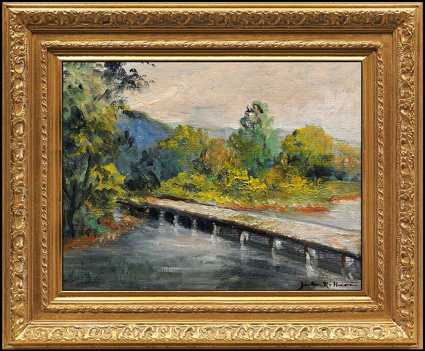 Jules R. Herve Original Oil Painting On Board Landscape Signed Framed Artwork (1 of 4)