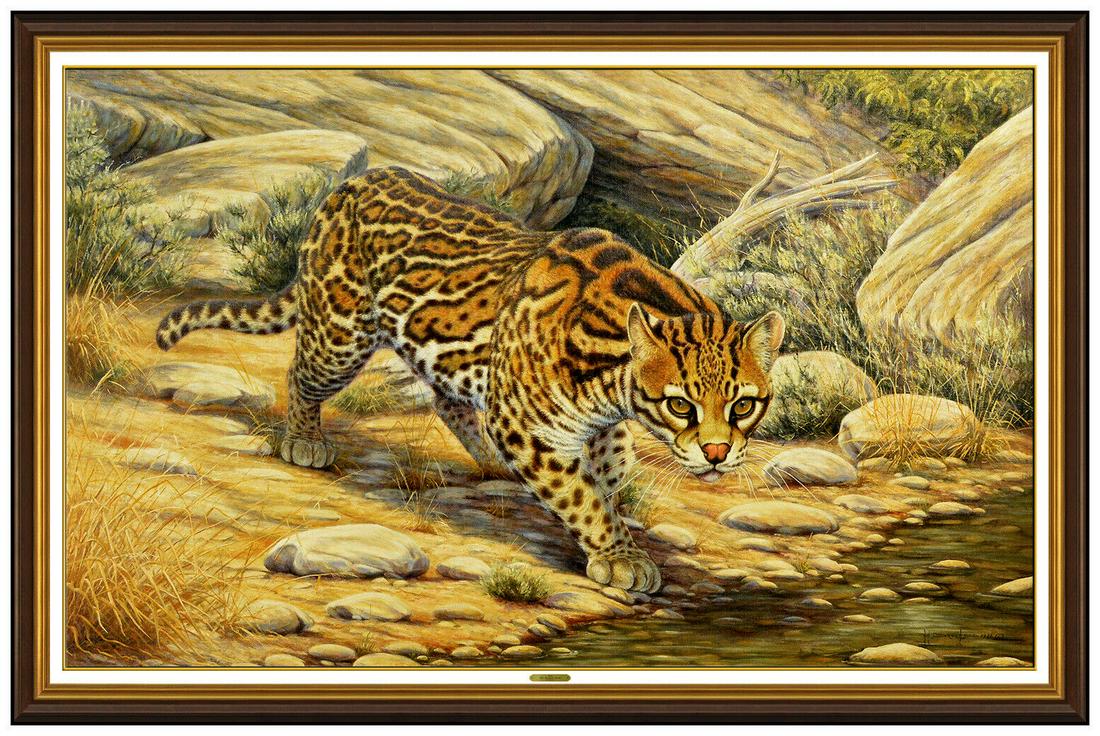Kim Brooks Original Oil Painting On Canvas Wildlife Cat Signed Framed Artwork (1 of 6)