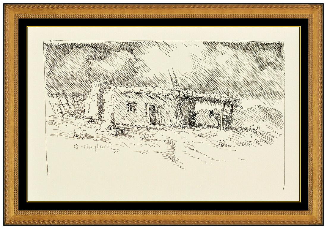 Olaf Wieghorst Original Drawing Western Landscape Illustration Framed Signed Art (1 of 4)