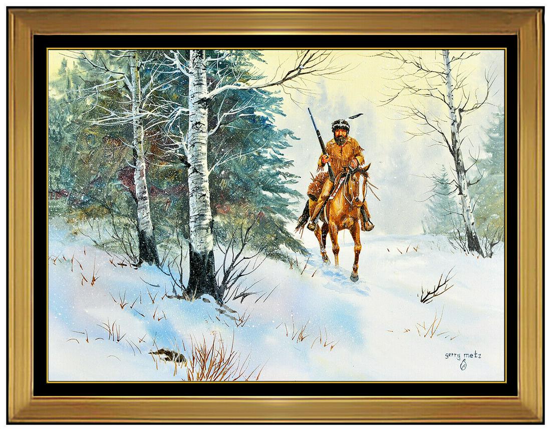 Gerry Metz Original Painting Oil On Board Native American Horse Western Signed (1 of 4)