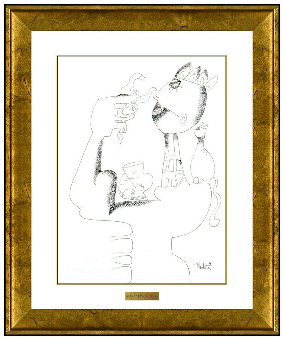 Alexandra Nechita Original Ink Drawing Monster Figurative Hand Signed Picasso (1 of 5)