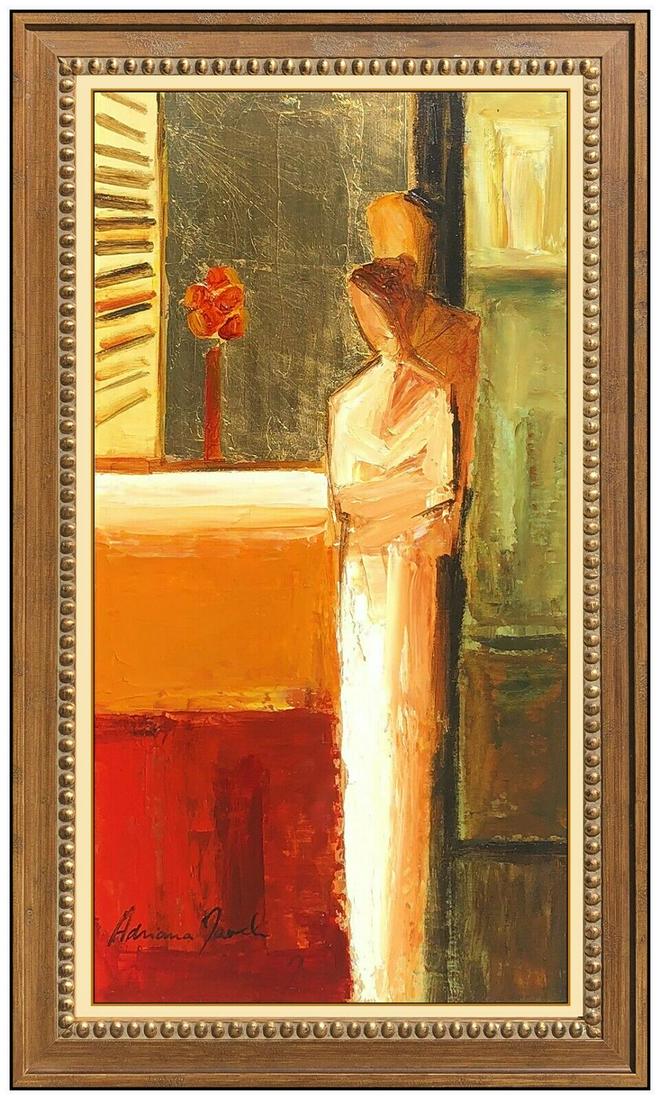 Adriana Naveh Large Original Painting Acrylic On Board Romantic Portrait Signed (1 of 5)