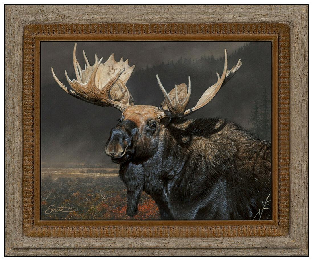 Daniel Smith Original Wildlife Painting Oil On Board Signed Moose Animal Art Dan (1 of 4)
