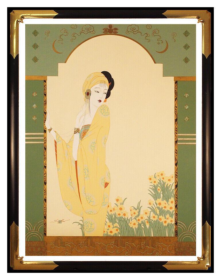 Lillian Shao Large Acrylic Painting On Canvas Signed Female Portrait Floral Art (1 of 5)