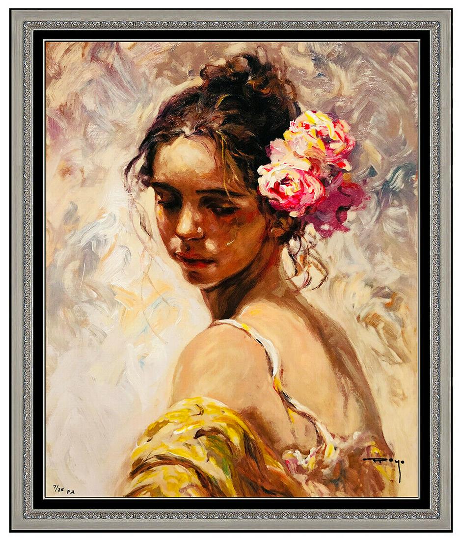 Jose Royo Original Color Serigraph on Board Female Portrait Signed La Perla Art (1 of 5)