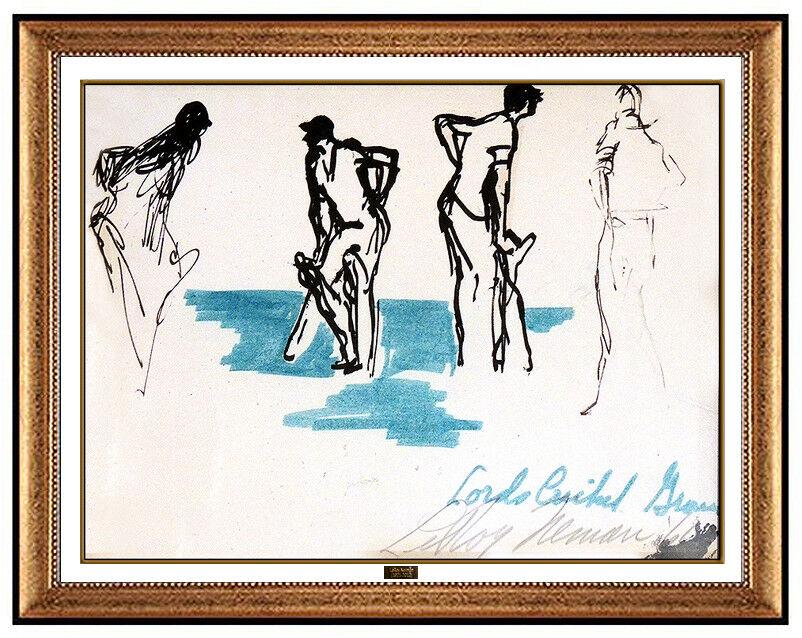 LeRoy Neiman Original Sports Artwork Ink Drawing Hand Signed Framed Authentic (1 of 5)