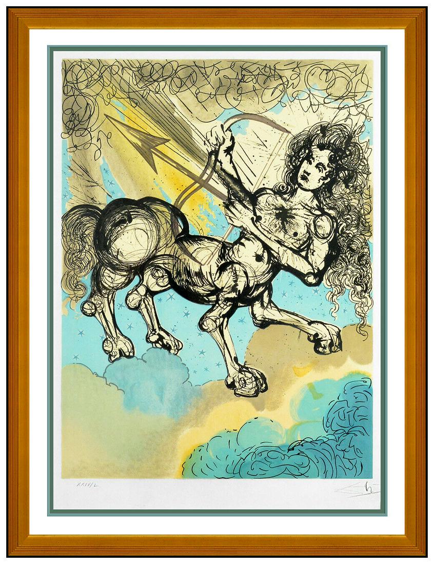 Salvador Dali Color Lithograph Hand Signed Sagittarius Zodiac Surreal Artwork (1 of 5)