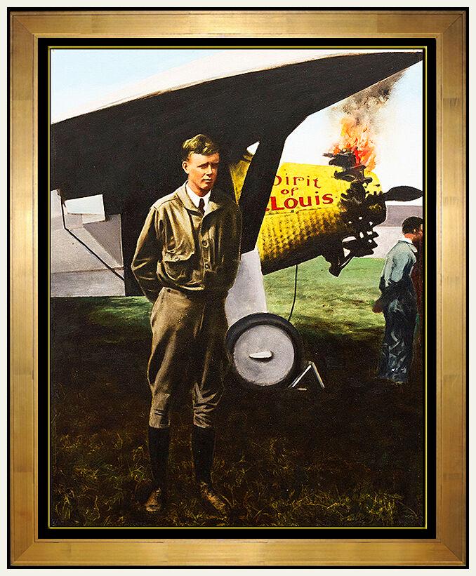 Guy Johnson ORIGINAL Painting Signed Art Charles Lindbergh Spirit of St. Louis (1 of 4)