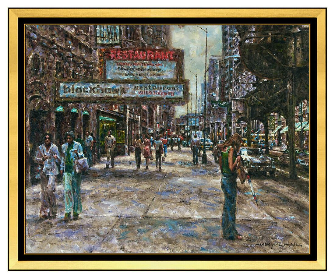 Wendell Hall Large Original Oil Painting On Canvas Signed Chicago Cityscape Art (1 of 4)