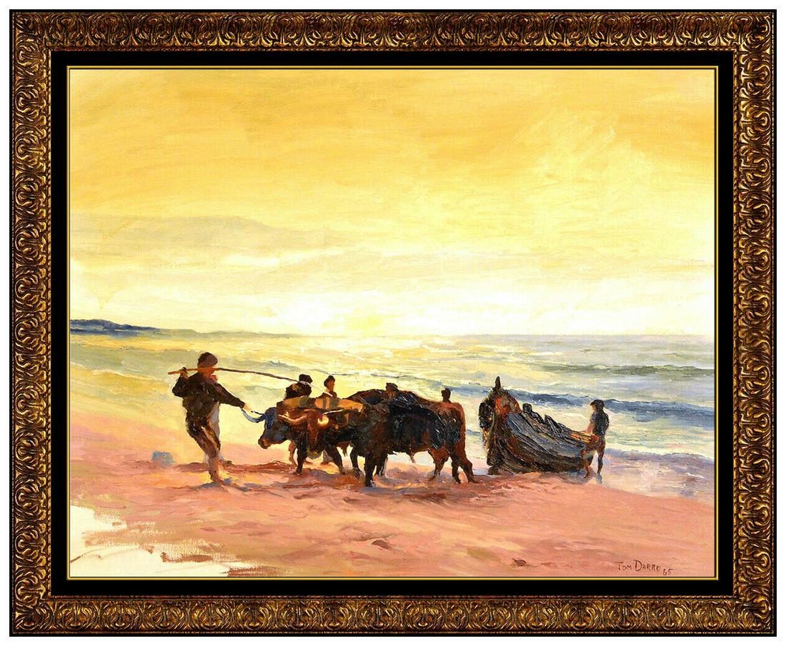 Tom Darro Large Oil Painting on Canvas Board Signed Framed Western Large Art (1 of 5)