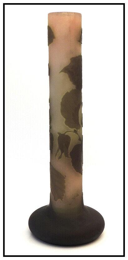 Emile Galle Large Original French Color Cameo Glass Floral Vase Signed Grapevine (1 of 3)