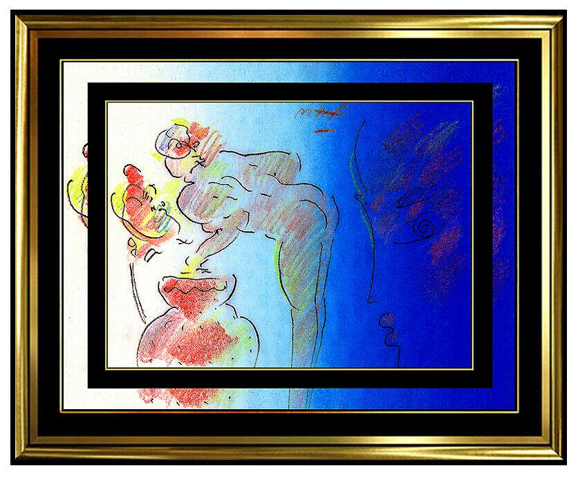 PETER MAX Original PAINTING POP ART PROFILE Watercolor SIGNED VASE of FLOWERS (1 of 5)
