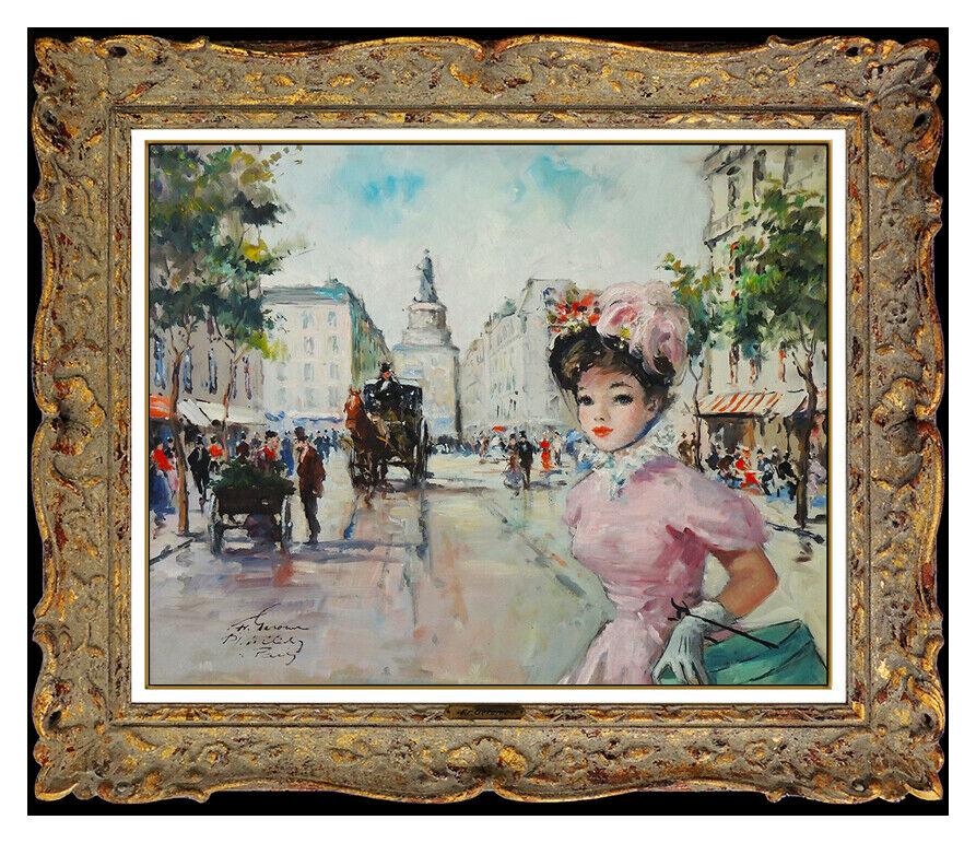 Francois Gerome Large Oil Painting On Canvas French Cityscape Female Framed Art (1 of 6)