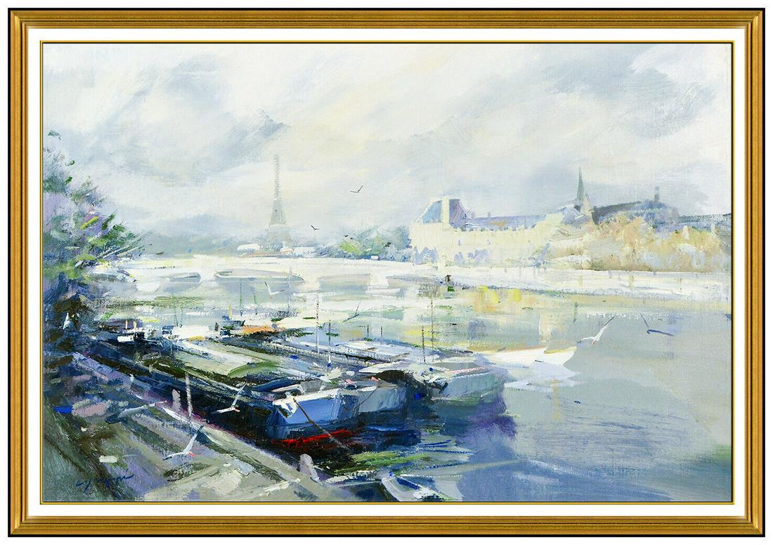 Charles C Gruppe Original Oil Painting On Canvas Large Paris Cityscape French (1 of 5)