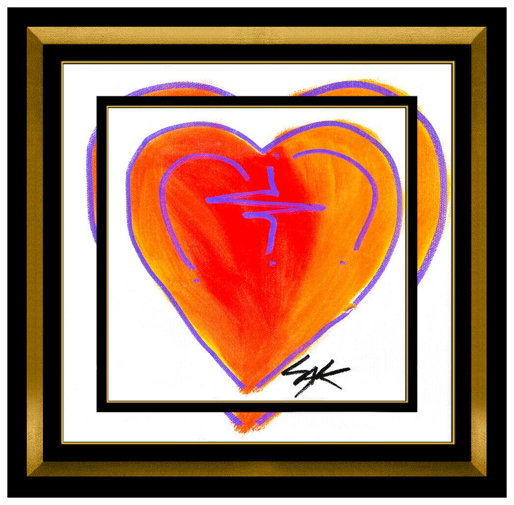 Steve Kaufman Original Painting Acrylic on Canvas Signed Modern Heart Pop Artwork (1 of 4)