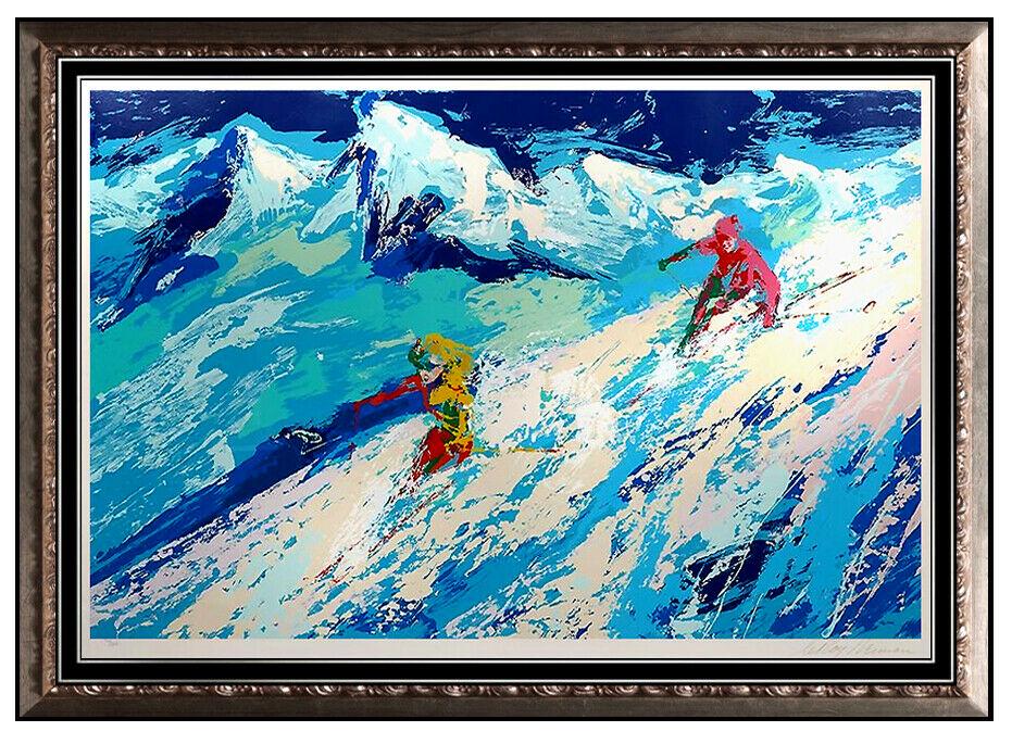 LeRoy Neiman Large Downers Hand Signed Color Serigraph Snow Skiing Sports Art (1 of 6)