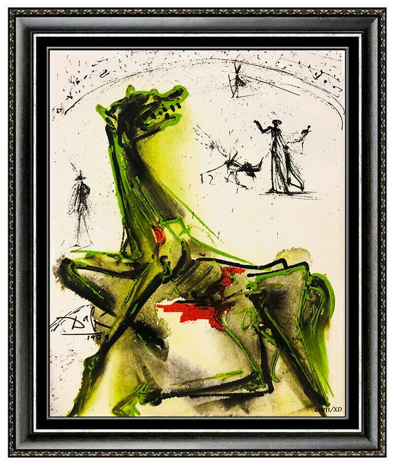 Salvador Dali Victim Of Festivities Glazed Ceramic Tile Signed Bullfight Artwork (1 of 5)