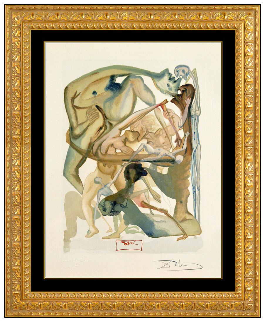 Salvador Dali Divine Comedy Color Wood Engraving Inferno Canto 11 Hand Signed (1 of 5)