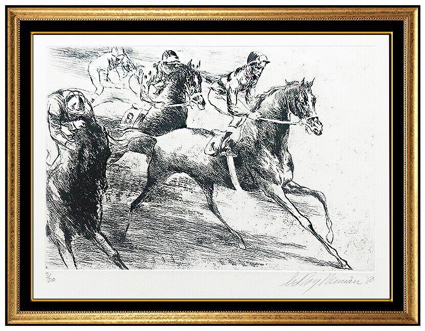 LeRoy Neiman Original Horse Racing Etching Daily Double Hand Signed Sports Art (1 of 5)