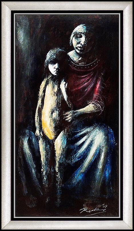 NOEL ROCKMORE Original OIL PAINTING On BOARD Signed Mother Child Art Sub OFFERS (1 of 4)